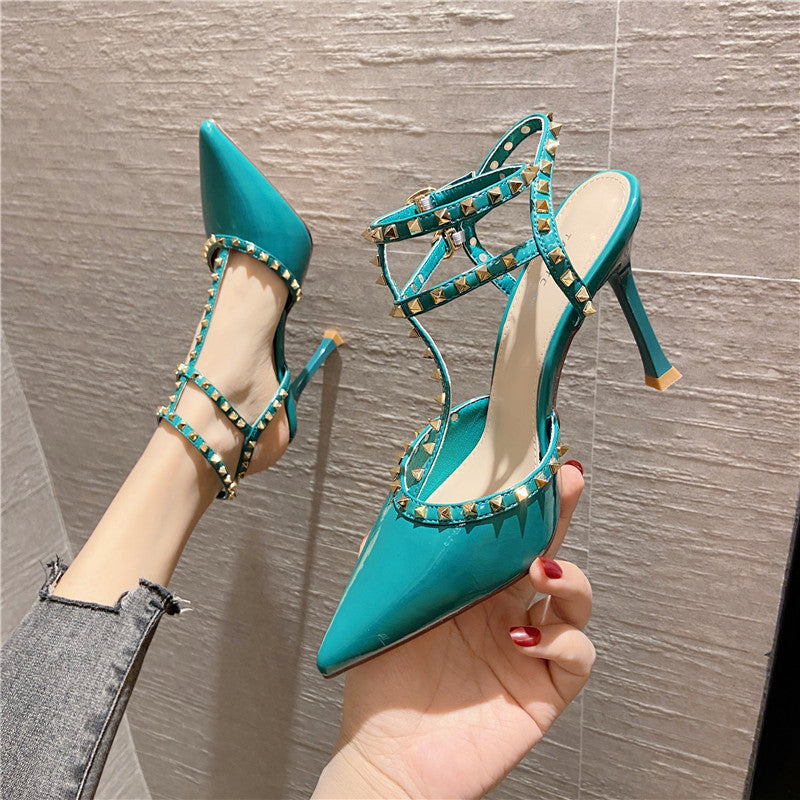 Pointed Rivet High Heels Super High Heel