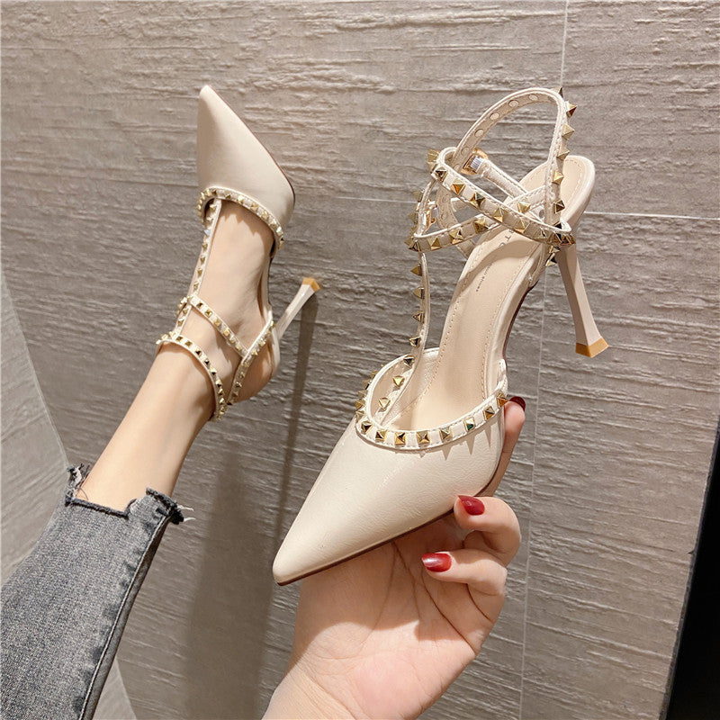 Pointed Rivet High Heels Super High Heel