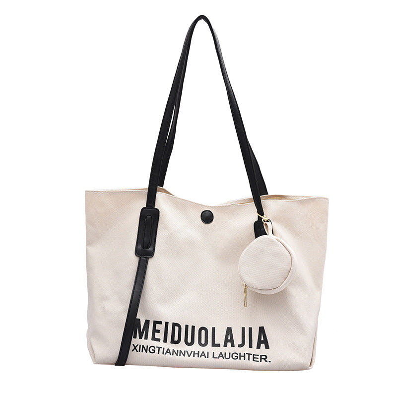 Large-Capacity Portable Tote Bag New Female Bag Korean Version Messenger Shoulder Bag Fashion Portable Canvas Bag
