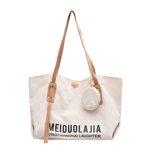 Large-Capacity Portable Tote Bag New Female Bag Korean Version Messenger Shoulder Bag Fashion Portable Canvas Bag