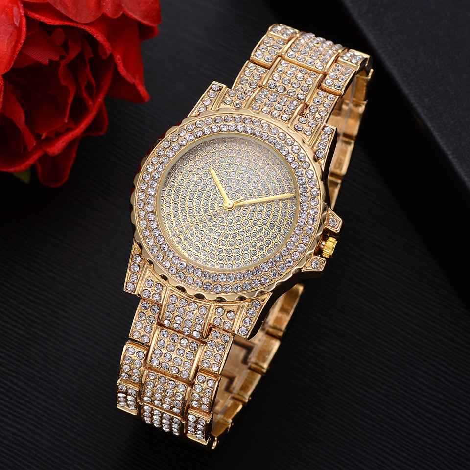 Fashion Creative Diamond Full Diamond Round Watch Pearl Bracelet Earring Necklace