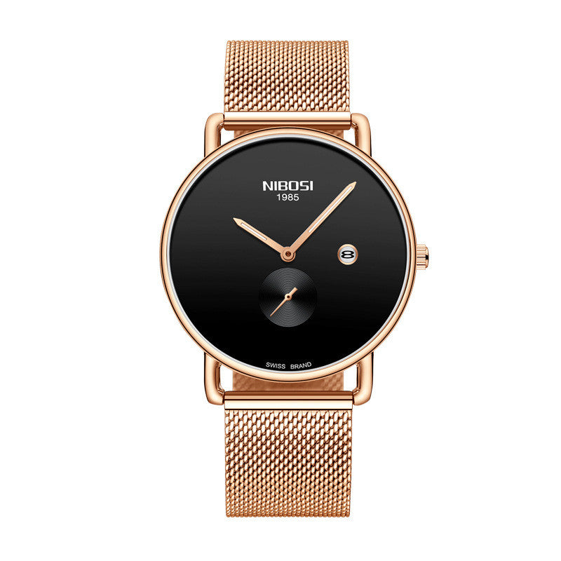 Men's Watch Ultra-thin Luminous Waterproof Watch Stainless Steel Band Quartz Men's Watch