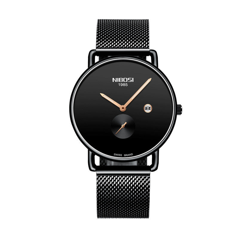 Men's Watch Ultra-thin Luminous Waterproof Watch Stainless Steel Band Quartz Men's Watch