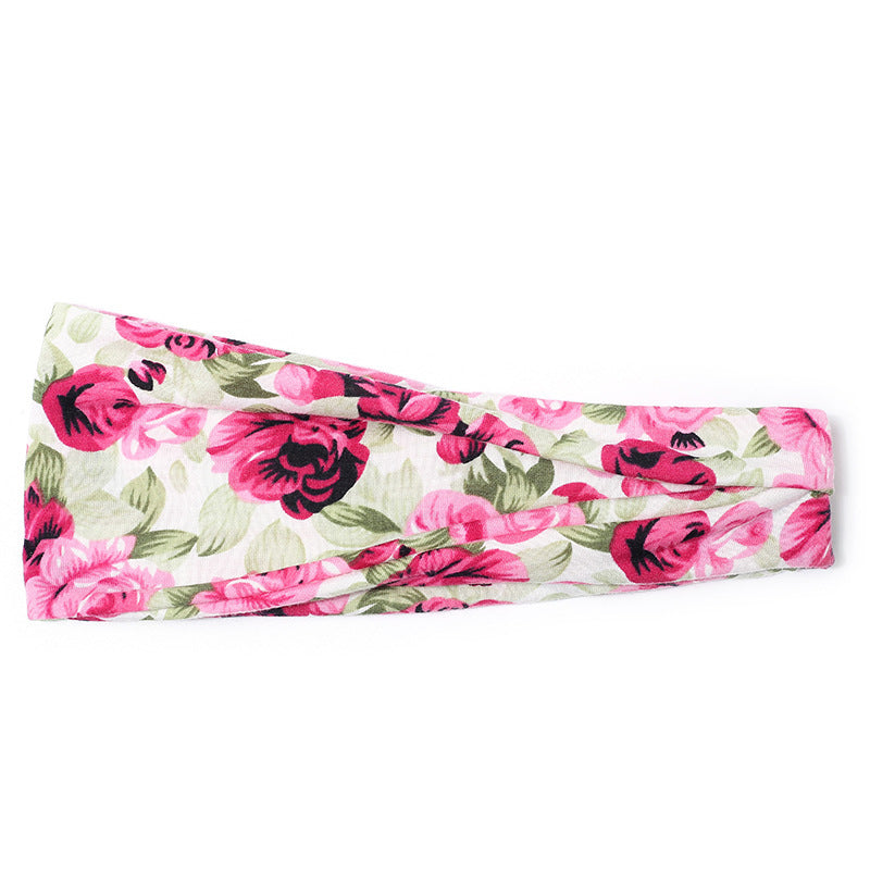 Europe And The United States New Sports Elastic Hair Band Women'S Yoga Running Sweat Absorption Floral Headband Hair Accessories