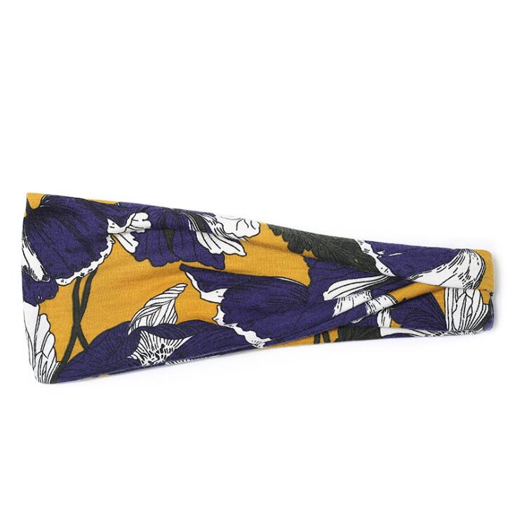 Europe And The United States New Sports Elastic Hair Band Women'S Yoga Running Sweat Absorption Floral Headband Hair Accessories