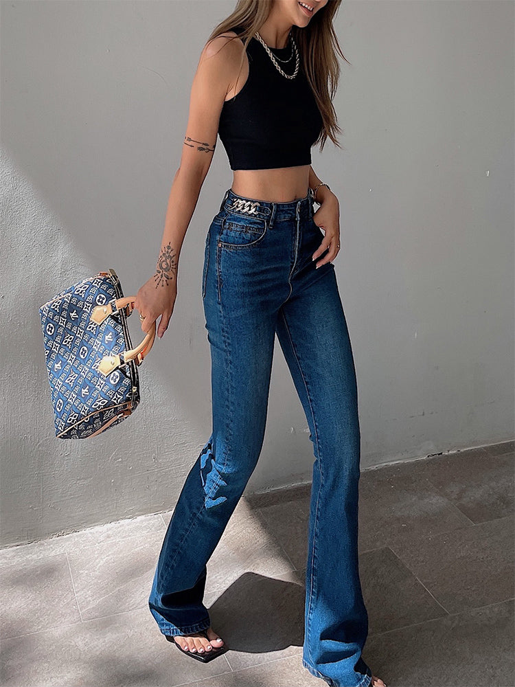 Loose, High And Mopping Micro-Flared Pants