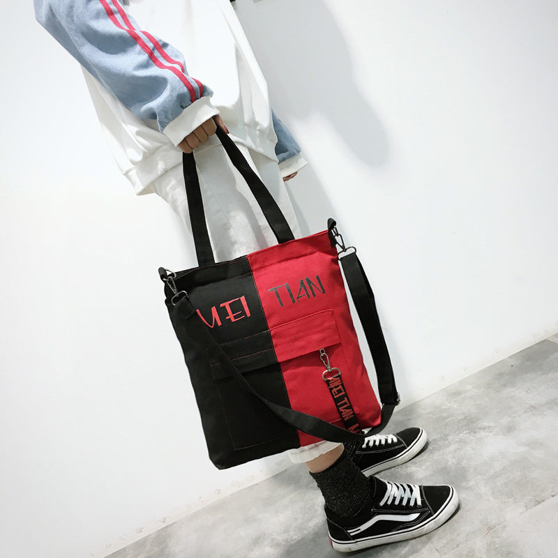 Canvas Shoulder Bag Women'S Fashion Fresh And Versatile Messenger Bucket Bag