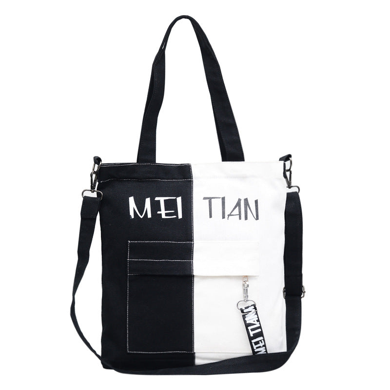 Canvas Shoulder Bag Women'S Fashion Fresh And Versatile Messenger Bucket Bag