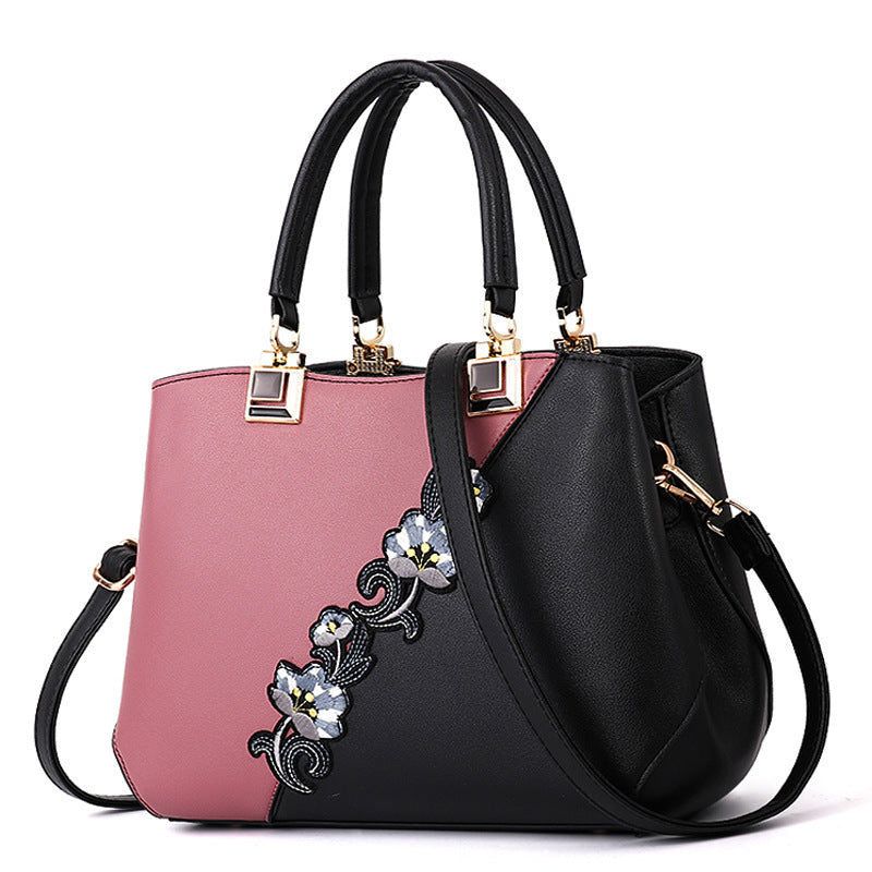 New Fashion Women'S Bag Foreign Trade Handbag Korean Color Contrast Hair Ball