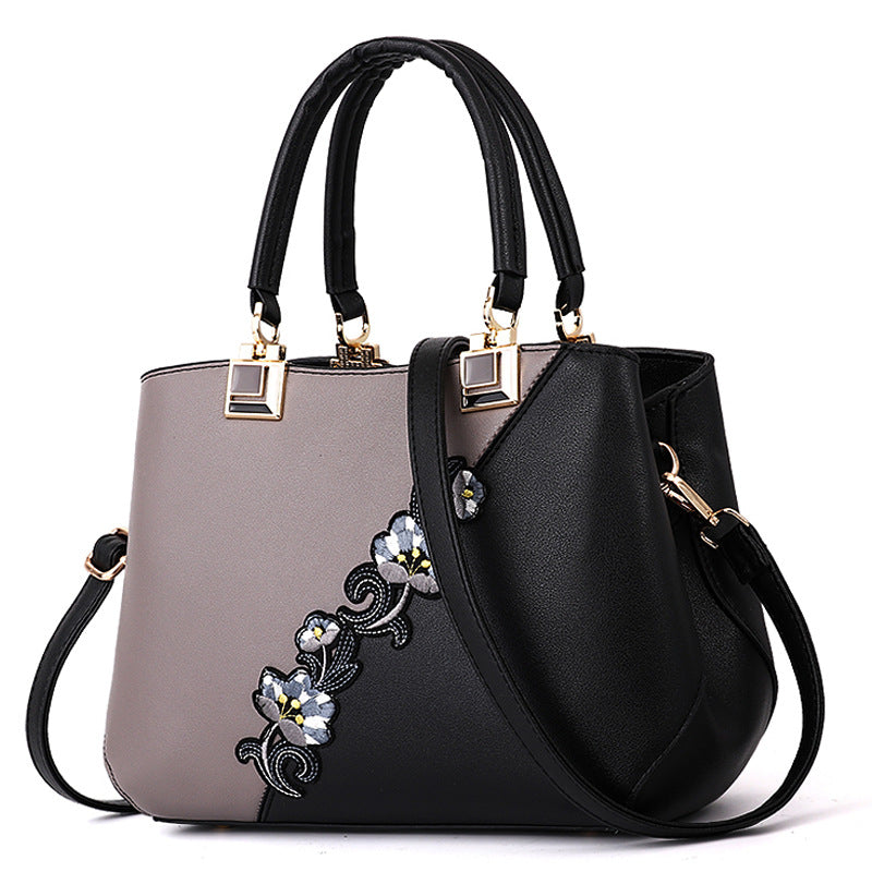 New Fashion Women'S Bag Foreign Trade Handbag Korean Color Contrast Hair Ball