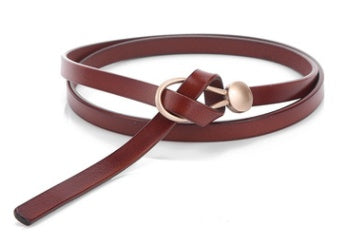 Thin Belt Ladies Fashion Dress With Two-Layer Cowhide Knotted Belt Factory Direct Supply One Generation Belt
