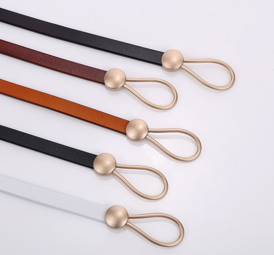 Thin Belt Ladies Fashion Dress With Two-Layer Cowhide Knotted Belt Factory Direct Supply One Generation Belt