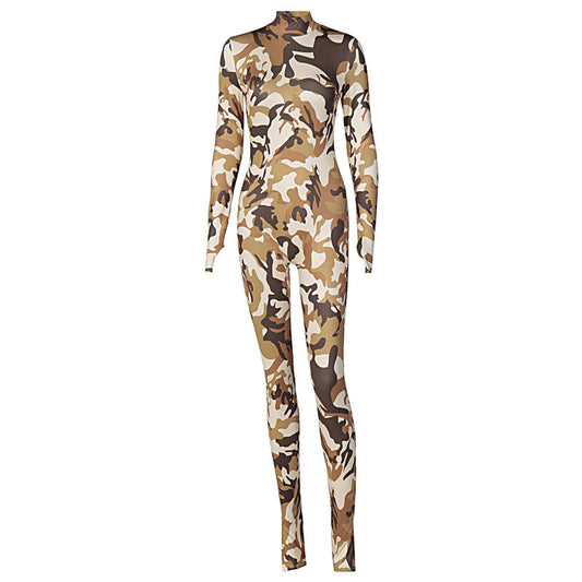 Long Sleeve Yoga Sportswear Camouflage Body Shaping Rompers