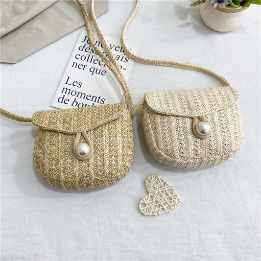 Fashion Imitation Pearl Buckle Diagonal Bag