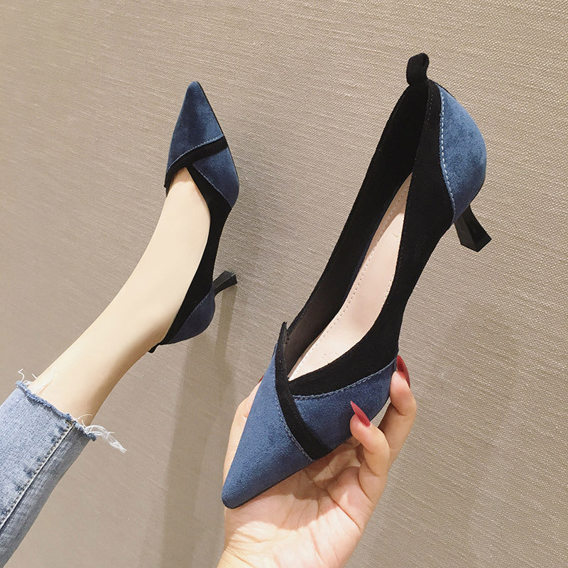 High Heels Stiletto Pointed Toe Suede Girly Style Women's Single Shoes