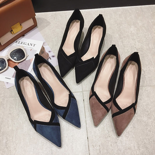 High Heels Stiletto Pointed Toe Suede Girly Style Women's Single Shoes