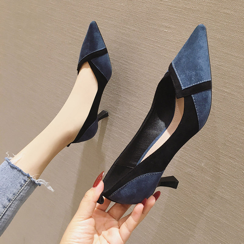 High Heels Stiletto Pointed Toe Suede Girly Style Women's Single Shoes