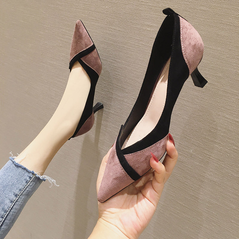 High Heels Stiletto Pointed Toe Suede Girly Style Women's Single Shoes
