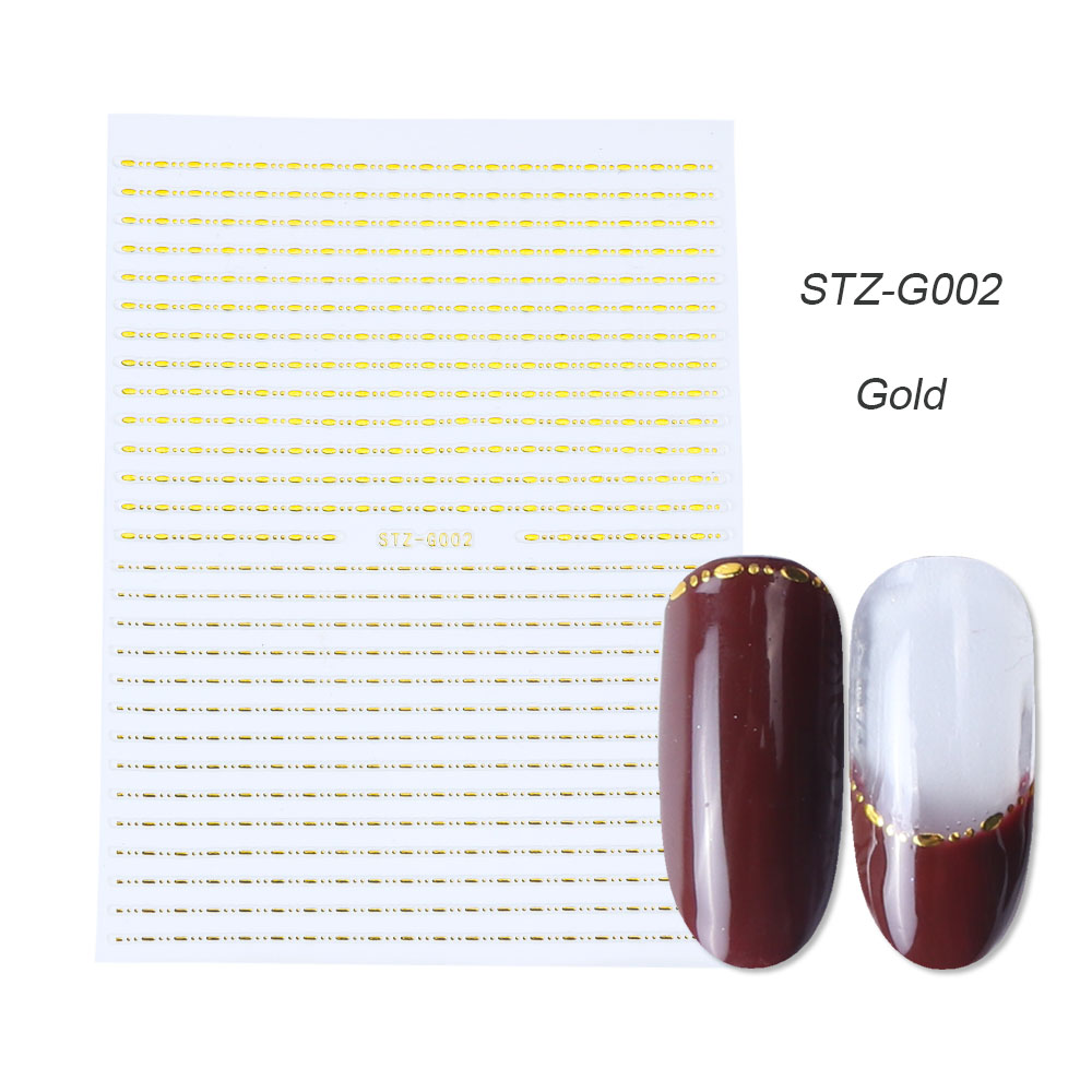 Gold Silver Sliders 3D Nail Stickers Straight Curved Liners Stripe Tape Wraps Geometric Nail Art Decorations BESTZG001 013  1pcs
