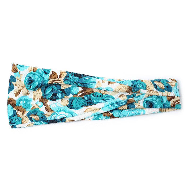 Europe And The United States New Sports Elastic Hair Band Women'S Yoga Running Sweat Absorption Floral Headband Hair Accessories
