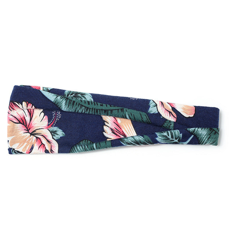 Europe And The United States New Sports Elastic Hair Band Women'S Yoga Running Sweat Absorption Floral Headband Hair Accessories
