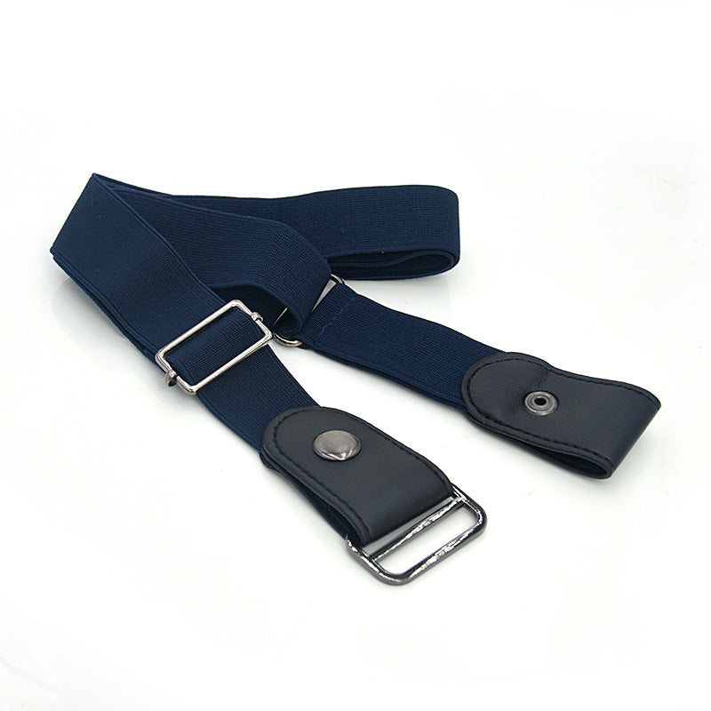 Adjustable Leather Elastic Belt Simple Elastic Invisible Belt All-Match Slim Lazy Belt