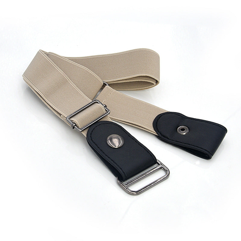 Adjustable Leather Elastic Belt Simple Elastic Invisible Belt All-Match Slim Lazy Belt