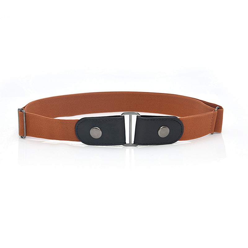 Adjustable Leather Elastic Belt Simple Elastic Invisible Belt All-Match Slim Lazy Belt
