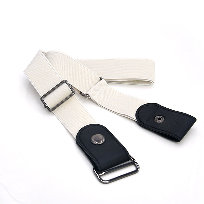 Adjustable Leather Elastic Belt Simple Elastic Invisible Belt All-Match Slim Lazy Belt