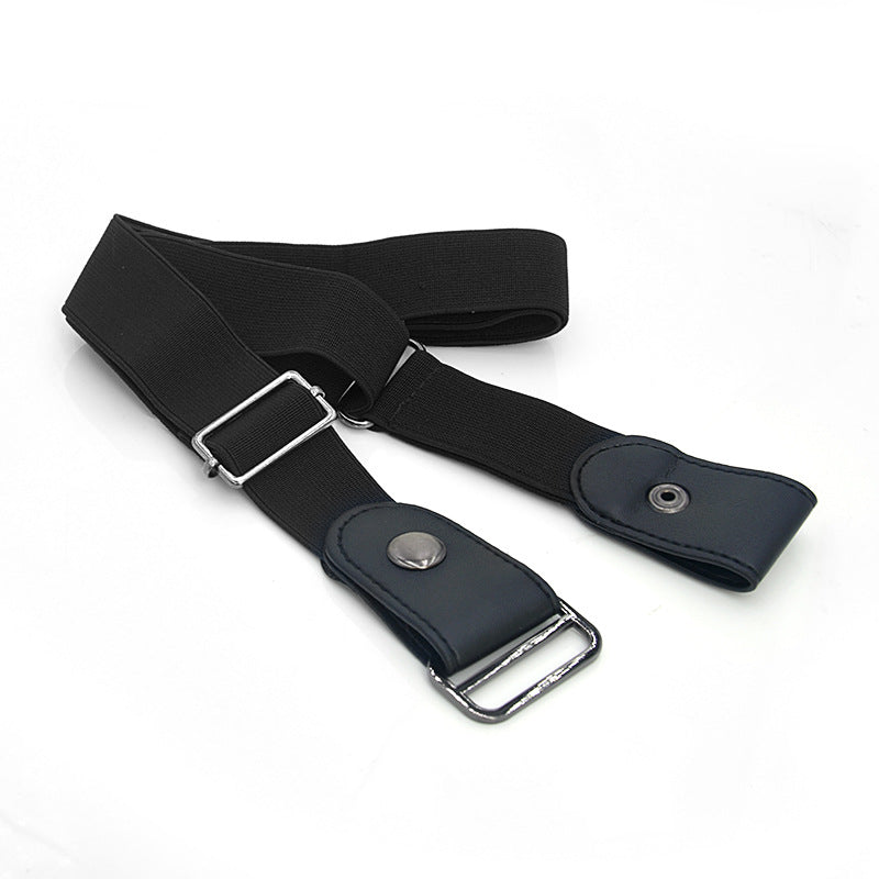 Adjustable Leather Elastic Belt Simple Elastic Invisible Belt All-Match Slim Lazy Belt