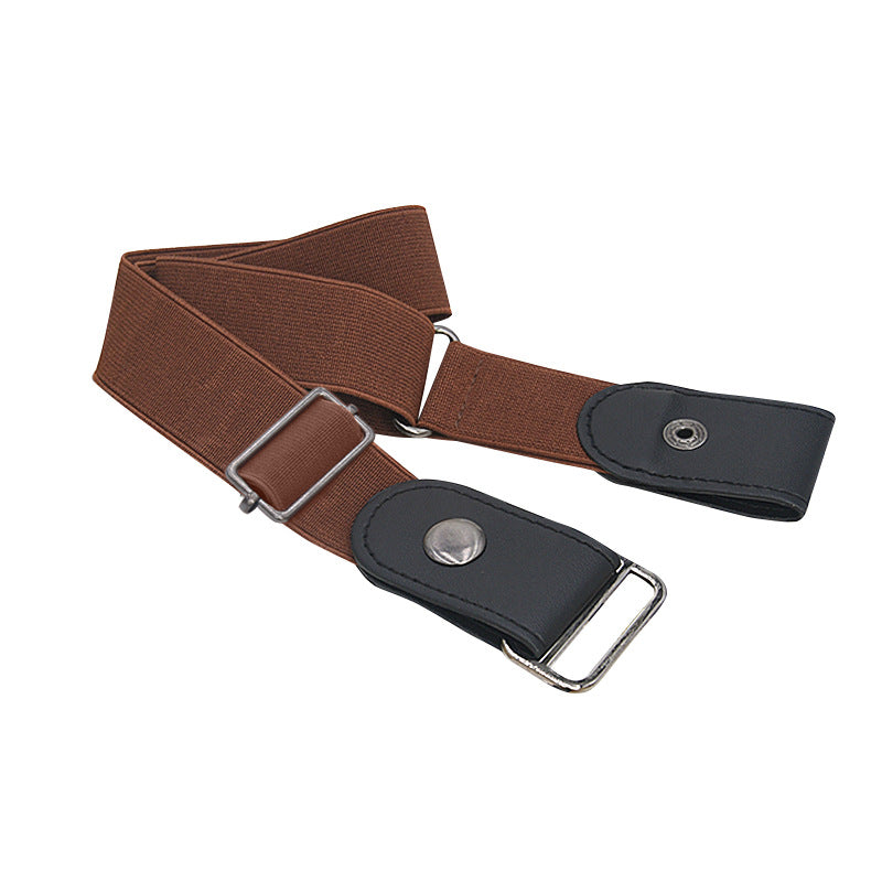 Adjustable Leather Elastic Belt Simple Elastic Invisible Belt All-Match Slim Lazy Belt
