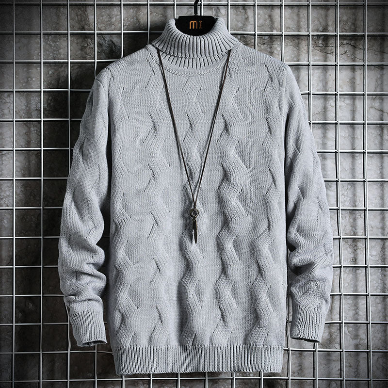 Herre sweater rullekrave enkel ensfarvet