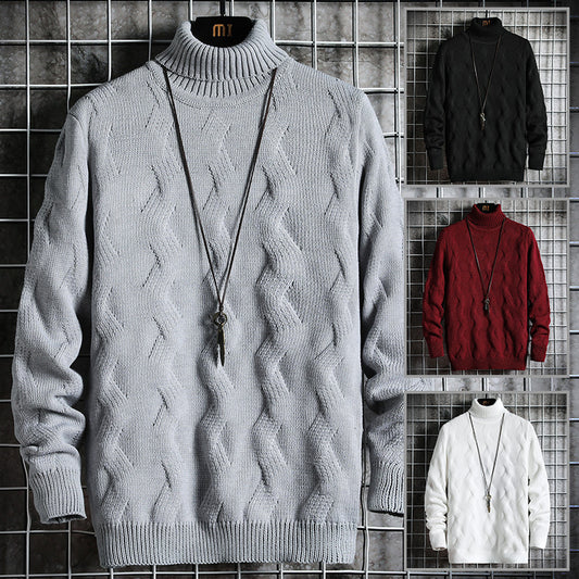 Herre sweater rullekrave enkel ensfarvet