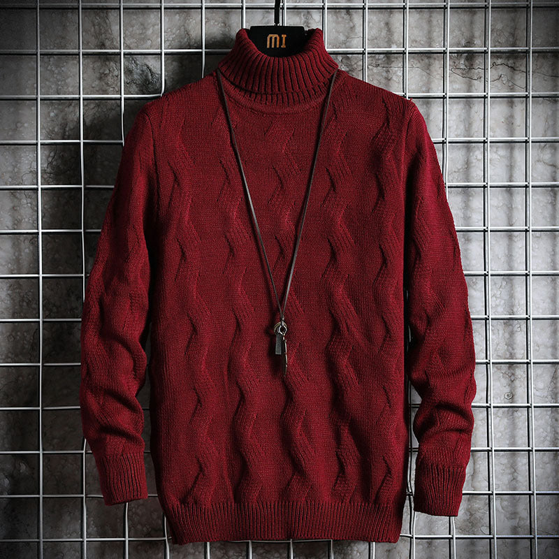 Herre sweater rullekrave enkel ensfarvet