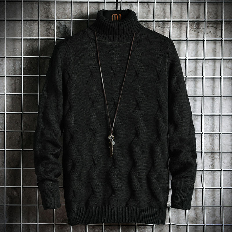 Herre sweater rullekrave enkel ensfarvet
