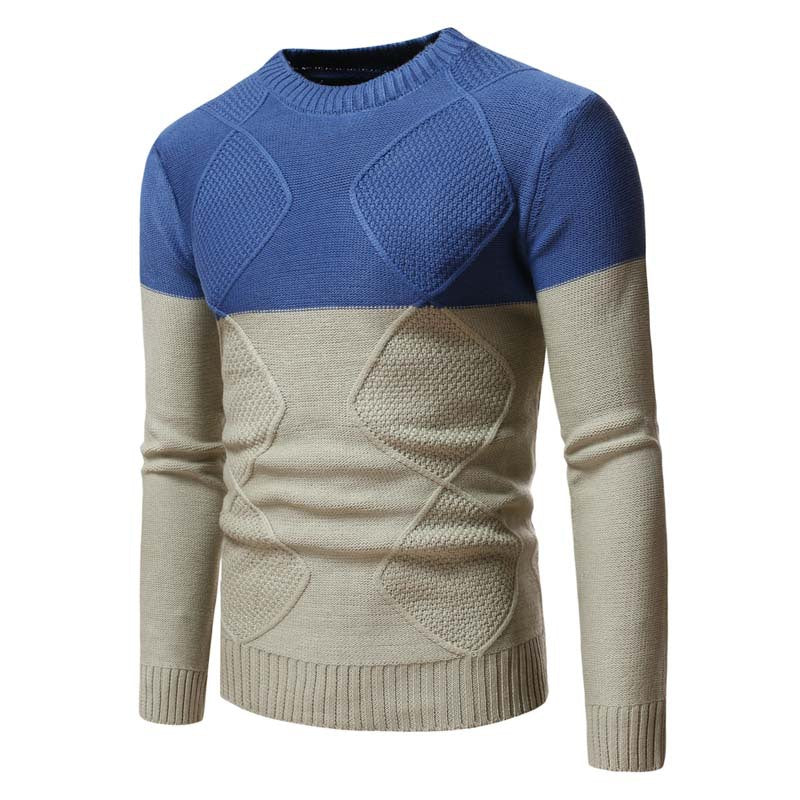 Rundhalset Jacquard Striktrøje til Mænd