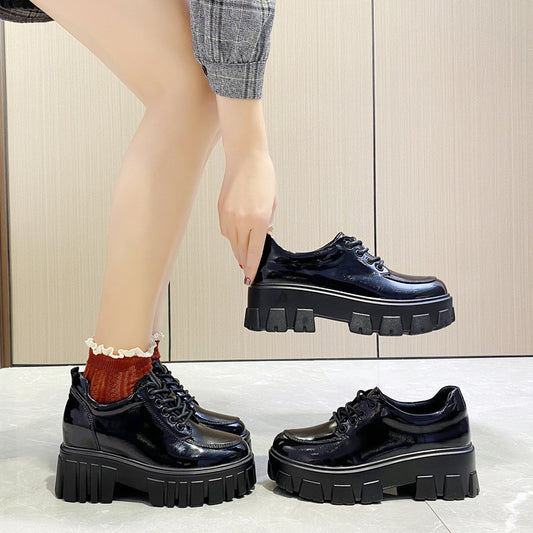 Thick-Soled Small Leather Shoes Women's Spring New Style All-Match College British Style Single Shoes Increased Women's Shoes