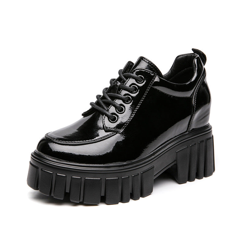 Thick-Soled Small Leather Shoes Women's Spring New Style All-Match College British Style Single Shoes Increased Women's Shoes