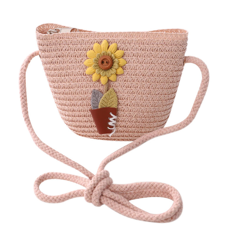 Children'S Straw Woven Bag Summer Korean Fashion Diagonal Bag Coin Purse