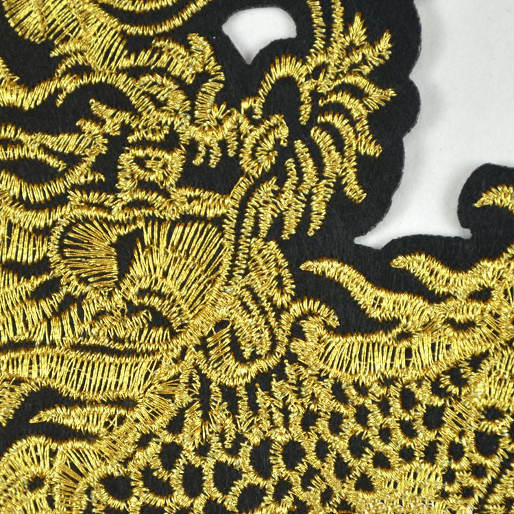 A Pair Of Golden Auspicious Dragon Embroidery Clothing Accessories Patch Coat Patch Embroidery Handmade DIY