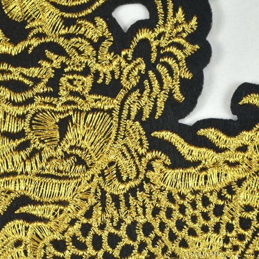 A Pair Of Golden Auspicious Dragon Embroidery Clothing Accessories Patch Coat Patch Embroidery Handmade DIY