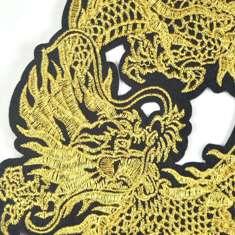 A Pair Of Golden Auspicious Dragon Embroidery Clothing Accessories Patch Coat Patch Embroidery Handmade DIY