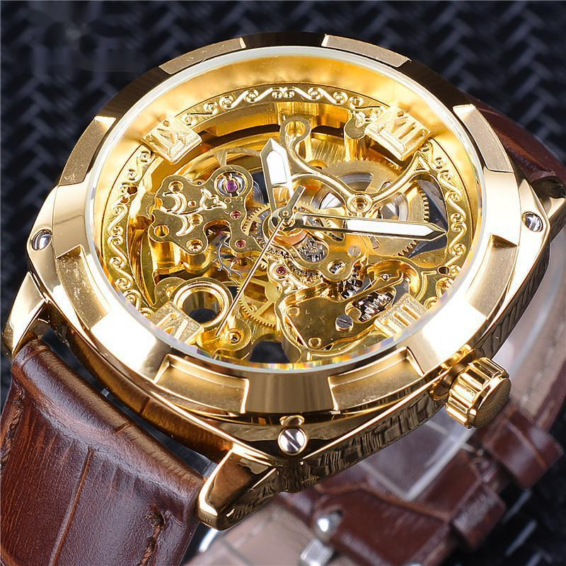 Men's watch mechanical watch with belt double through bottom hollow