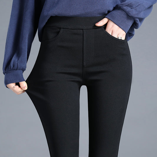 Elastic Leggings Women'S Outer Wear New High Waist Black Pencil Feet Black Pants