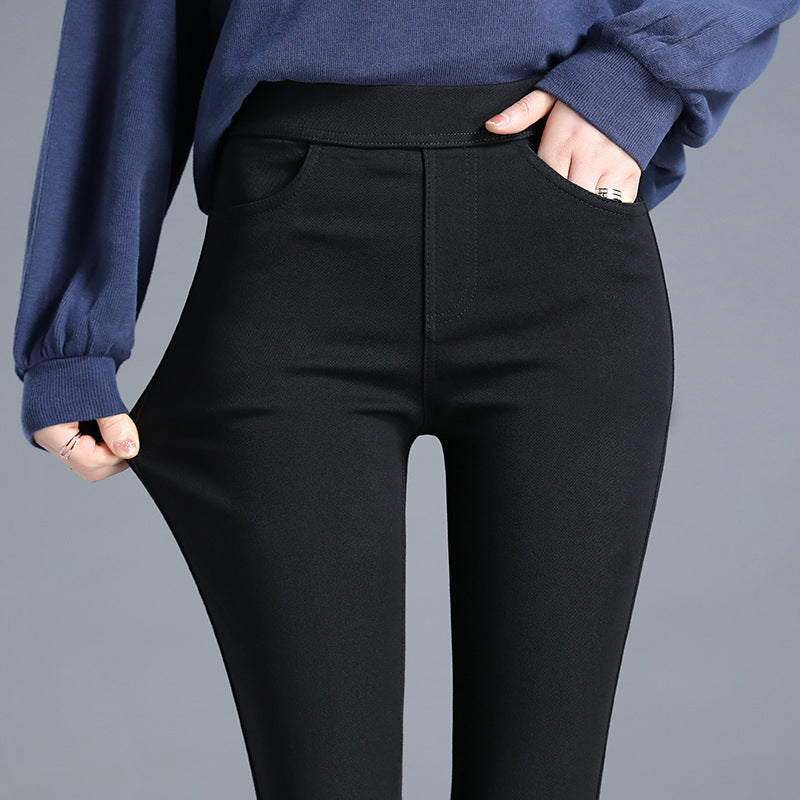 Elastic Leggings Women'S Outer Wear New High Waist Black Pencil Feet Black Pants