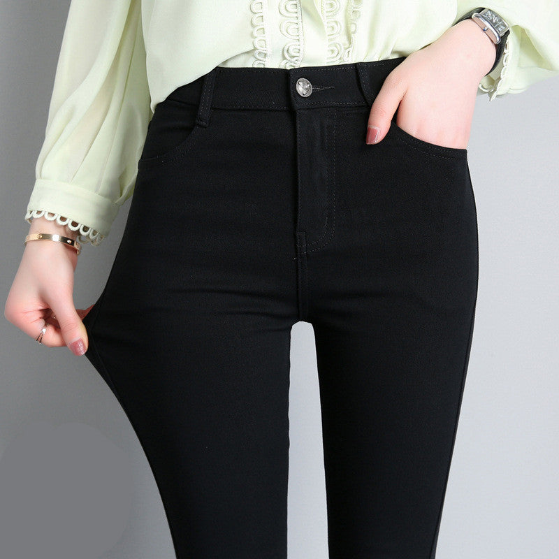Elastic Leggings Women'S Outer Wear New High Waist Black Pencil Feet Black Pants
