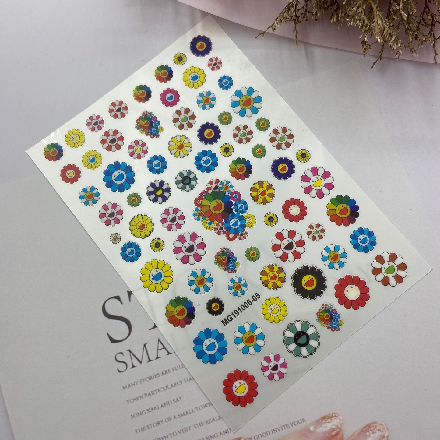 DIY Japanese Thin Transparent Adhesive Nail Stickers Murakami Sunflower September New Syle Factory Direct Supply