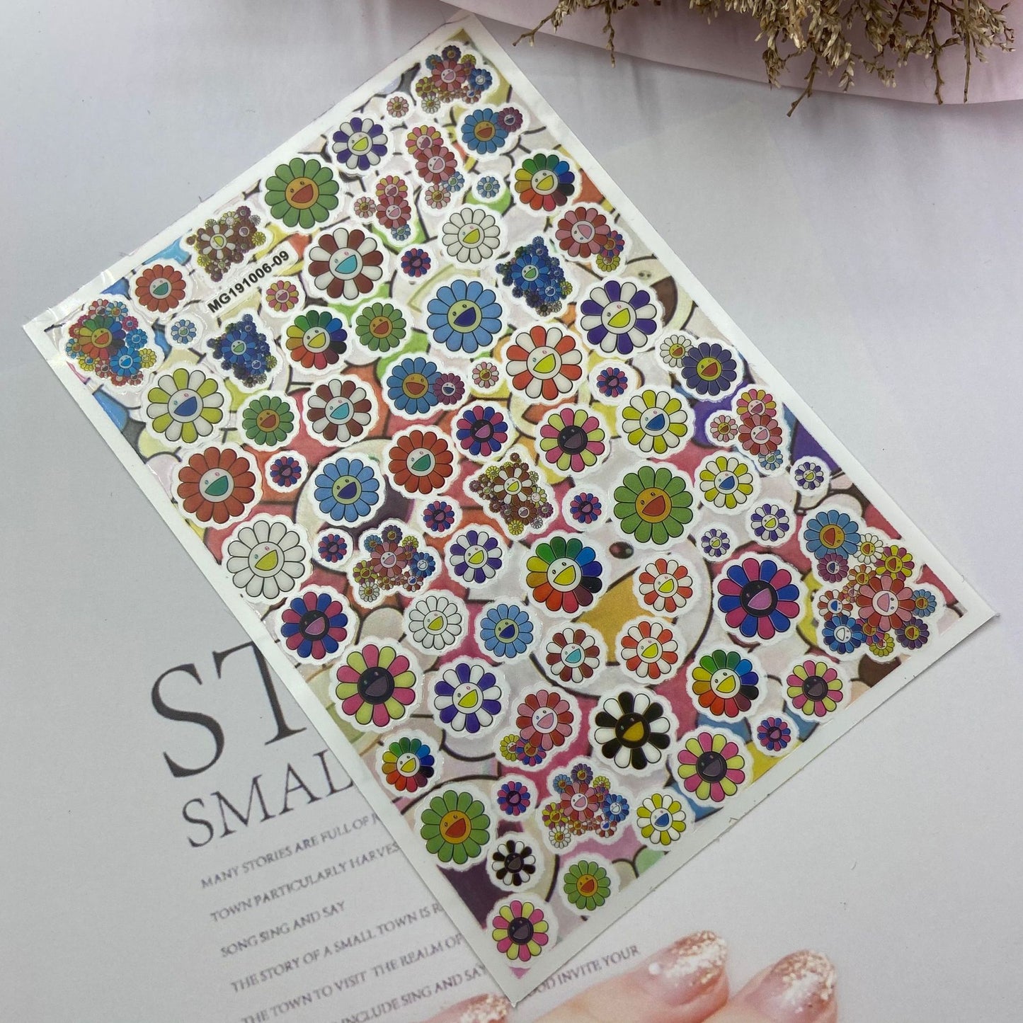 DIY Japanese Thin Transparent Adhesive Nail Stickers Murakami Sunflower September New Syle Factory Direct Supply