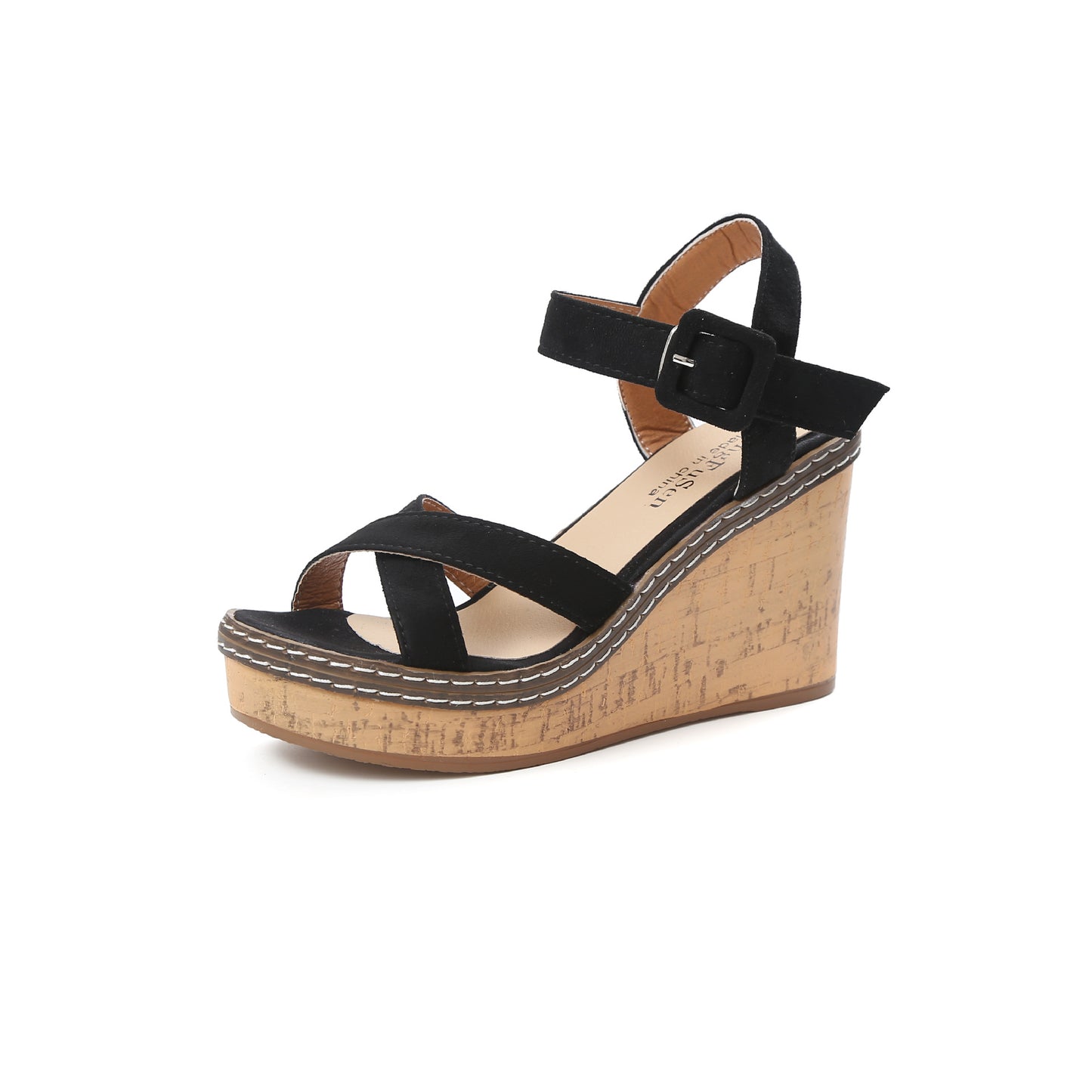 Wedge Heel Buckle Suede Open-toe Sandals