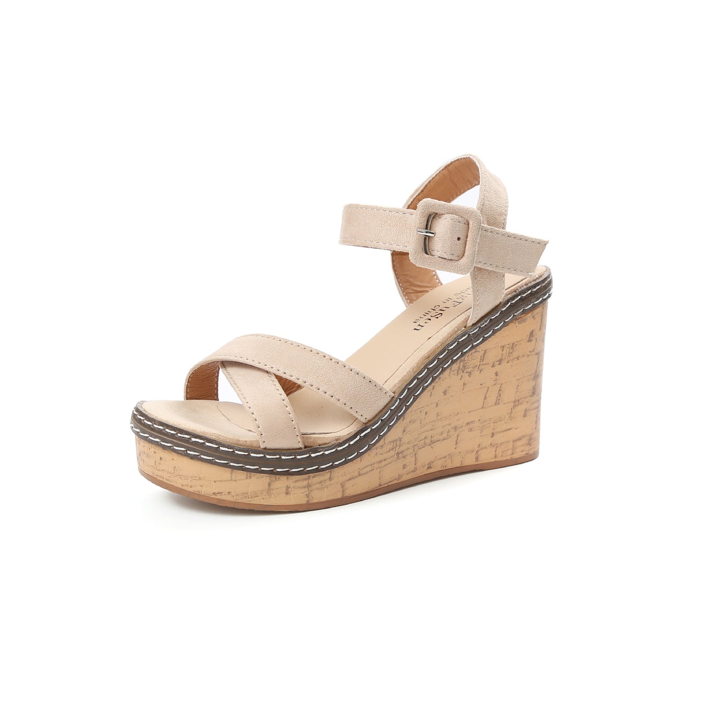 Wedge Heel Buckle Suede Open-toe Sandals